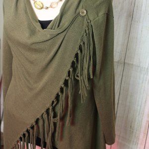 Small Olive Green Shawl Sweater